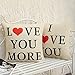 Anickal Set of 2 Valentines Pillow Covers 18x18 for Valentines Day Decorations I Love You Love You More Quote Decorative Throw Pillow Covers Cotton Linen Cusion Cover for Home Farmhouse Decor