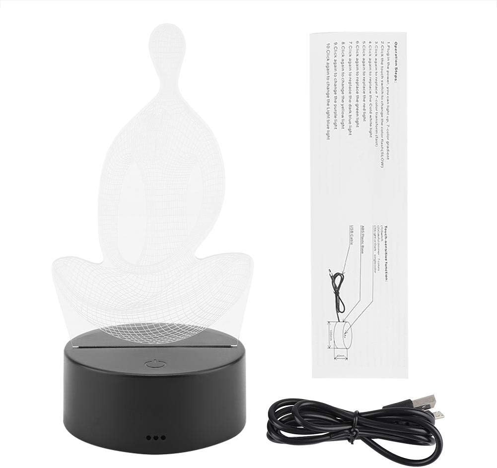 koulate 3D Illusion Nightlight Modern Yoga Mood Lamp, ABS Base Holder Night Light Decoration Lamp for Meditation Yoga Lover (2#)