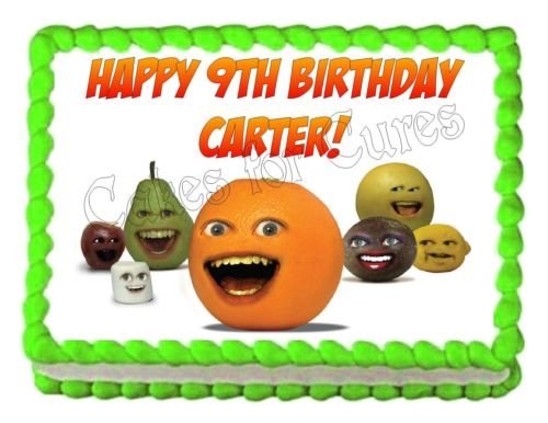 ANNOYING ORANGE edible party cake decoration topper cake image sheet
