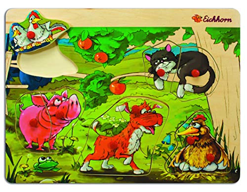 Eichhorn 100005453 - Steckpuzzle 30x22,5cm mit 8-9 Steckteilen, 4 versch. Bauernhof Motive verfügbar, keine Motivauswahl… – Bild 5