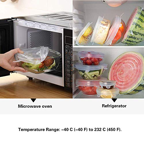 12 PCS Silicone Stretch Lids Reusable, Kitchen Airtight Food Storage Covers, 6 Sizes Seal Bowl Stretchy Wrap Cover, Keep Food Fresh for Containers, Cups, Cans,Plates, Microwave, Dishwasher Safe - Thumbnail 3