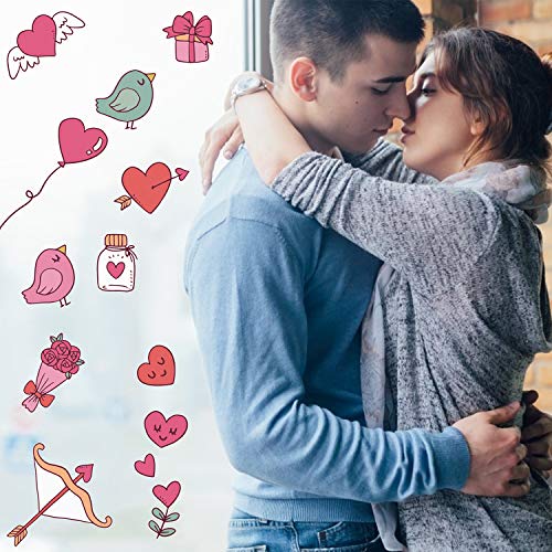 LOCOLO Valentine's Day Window Clings Decorations - Wall Glass Fridge Toilet Pink Removable Vinyl Sticker Decals for Home, Office - Valentines Party, Wedding, Anniversary Decorations, 22×13 Inch