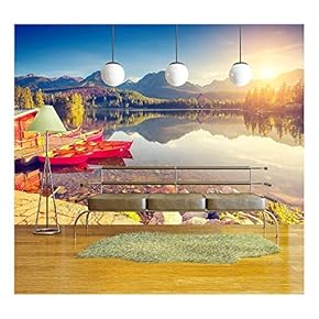 Fantastic Mountain Lake in National Park High Tatra. - Removable Wall Mural | Self-Adhesive Large Wallpaper - 66x96 inches
