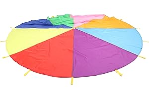 10 Ft Rainbow Parachute Toy for Kids with 10 Handles PE Equipment for Elementary School Gym Class Backyard Indoor Play Equipm