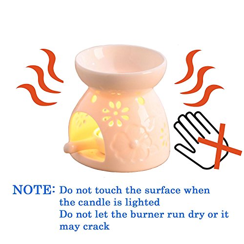 Ceramic Tea Light Candle Holder/Wax Melt Warmer,Singeek Essential Oil Burner Aromatherapy Diffuser For Living Room, Balcony Spa Yoga Meditation (White)