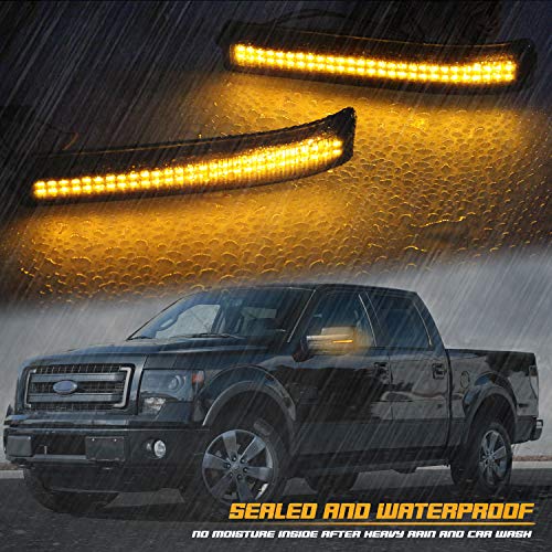 RUXIFEY Sequential Switchback Side Mirror Reflector LED Turn Signal Light Smoked lens Compatible with 2009 to 2014 Ford F150 - Thumbnail 5