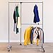 Tatkraft Marvel Heavy Duty Adjustable Clothes Rack on Wheels, Rolling Double Rod Garment Rack, Chromed Steel