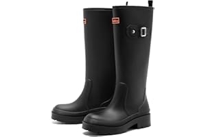 LEZZGLT Rain Boots for Women, Anti-Slip Rubber Boots Waterproof Garden Muck Boots Durable Slip Resistant, Tall Water Shoes Comfort Fishing Boot Knee High Work