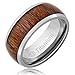 Cavalier Jewelers 8MM Men's Titanium Ring Wedding Band | Domed Top | Wood Inlay