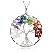 KISSPAT Tree of Life Pendant Necklace Handmade Chakra Gemstone Jewelry, Great Gift for Her (A-7Chakra)
