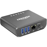 Xiiaozet LK301E Gigabit USB3.0 Device Server, 3-Port USB Hub | 3-Port USB over IP for LAN, Compatible with Printers, Scanners &amp; Dongles (Updated version)