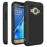 Galaxy J1 Case (2016), Galaxy Amp 2 Case, CoverON® [HexaGuard Series] Slim Hybrid Hard Phone Cover Case for Samsung Galaxy J1 2016 (ATT) / Samsung Galaxy Amp 2 (Cricket) - Black/Black