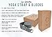 Premium Yoga Blocks & Metal D Ring Strap Yogi Set (3PC) 2 Pack Cork Blocks to Support & Deepen Poses, Improve Strength, Flexibility & Balance - Lightweight, (Cork & Dark Grey Strap)