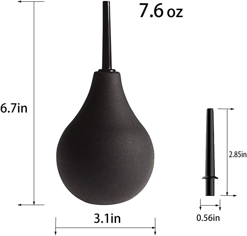 GNEGKLEAN Black Silicone Enema Bulb Kit 7.6oz Clean Anal Douche for Men Women with 19.7in Hose+4 Replaceable Nozzle (Black): Health & Personal Care