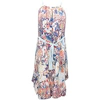 Mogul Interior Emelda Womens Beach Dress Floral Print Ribbon at Waist Boho Hippie Sexy Sundress