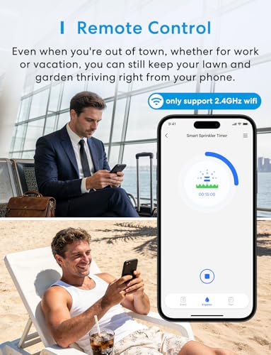 meross WiFi Water Hose Timer with WiFi Hub, Smart Sprinkler Valve with Brass Inlet & Outet, Work with Apple Homekit, Alexa & Google Assistant, Watering Timer for Lawn, Garden, Yard and Pool