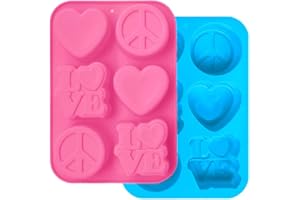 2 Pack Silicone Cake Mold, FineGood Heart Love Circle Shape Cupcake Tray DIY Silicone Mold Baking Pan for Soap, Bread, Muffin