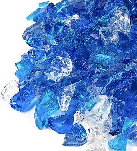 GASPRO Feuerglas ‚Caribbean Blue Luster‘ – Gehärtet, Reflektierend, 20 Pfund (ca. 9 Kg), Für Feuerstelle & Kamin