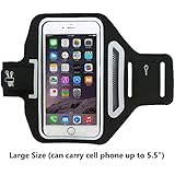 Bazama Universal Sports Armband for Apple Iphone 6 / 6 plus ( 5.5 Inch ), Waterproof & Sweatproof Running Arm Belt, With a Small Pouch / Holder for Key, Cards, Black