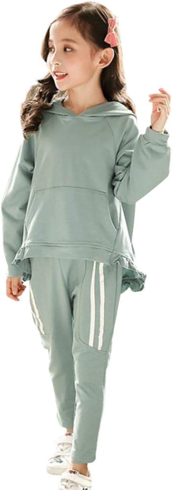 Amazon Ddbao 子供服 セットアップ キッズ 女の子 パーカー 長ズボン ジャージ 上下セット うさぎ耳付き スポーツ ウエア カジュアル 2点セット チュニック ゆったり 秋冬 可愛い パンツ 通販