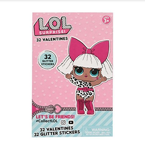 32 count LOL Surprise Doll Valentine Cards with Glitter Stickers