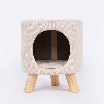 Amazon Com Zzyq Stool Cat House Semi Closed Solid Wood Bench Cat