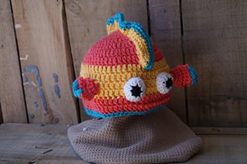 Cute crocheted unisex fish hat for baby or toddler.