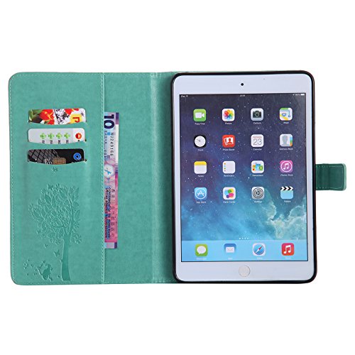 iPad Mini 2 Mini 3 Case, LittleMax(TM) Lightweight PU Leather Flip Stand Embossed Cat & Tree Case Smart Cover with Auto Wake / Sleep for Apple iPad Mini 3/2/1 [One Free Stylus Pen]-#2 Green - Thumbnail 7