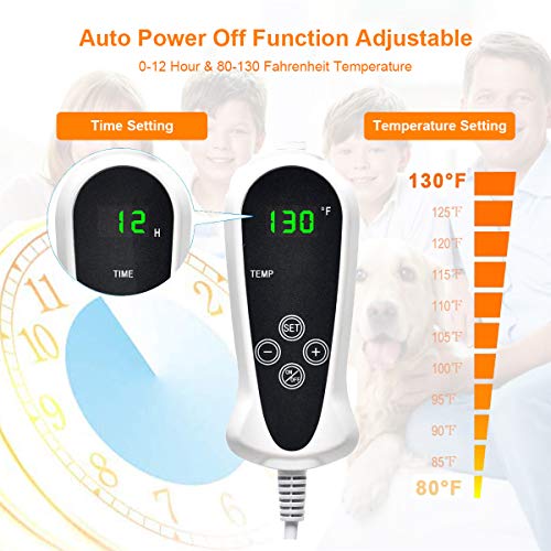 EACHON Heating Pad for Dogs Cats Electric Heated Pet Beds Mat with Timer Warming Pet Mats Safety Dog House Heated Waterproof Heated Dog Cat Blanket Heated Bed Pad Mat wifh Free pet Comb (M)