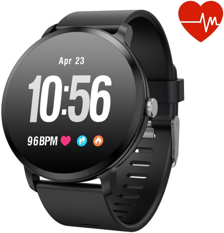 Fitness Tracker Smart Watch, Activity Tracker with Heart Rate Monitor, IP67 Waterproof Smart Fitness Band with Blood Pressure, Step, Calorie Counter, Pedometer Watch for Women and Men (V11-Black)
