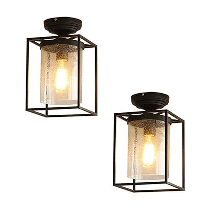Wenyao Black And Nordic Modern Wrought Iron Lamp With Glass Shade