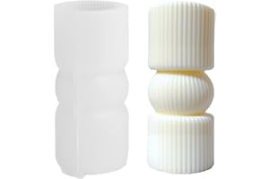 TOPYS Column Ribbed Pillar Aesthetic Molds, Striped Cylindrical Candle Mold, Ribbed Twist Abstract Decorative Striped Silicone Mold for Aromatherapy Candle Handmade Soap Making(4.6'') (20221202-16)