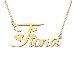 Aoloshow 18k Gold Plated Fiona Heart Name Necklace