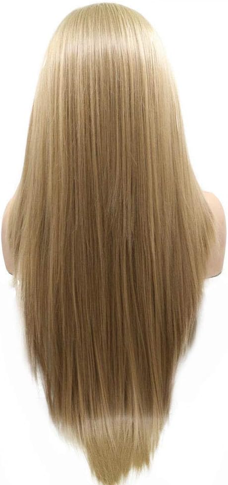 13x3" Pre Plucked Long Straight Colorful Wigs for Women Natural Looking Heat Resistant Fiber Synthetic Lace Front Wigs for Replacement/Party/Cosplay/Costume/Daily Use (blonde) - Image 3