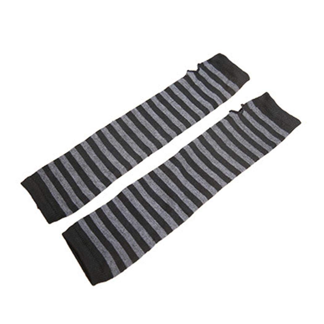 MAMOIU Women Winter Wrist Arm Hand Warmer Knitted Striped Long Fingerless Gloves Cold Weather Gloves