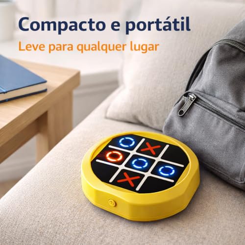 Jogo da Velha Eletrônico 3 em 1 com Luzes, Jogo da Memória e Jogo Topeira, Brinquedo Interativo Portátil com Som e Luz, Jogo Educativo Infantil