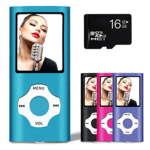 Lonve MP3 Player MP4 Player 16GB Portable Media Music Player with FM Radio Voice Recorder Supporting MP3 WMA WAV Blue