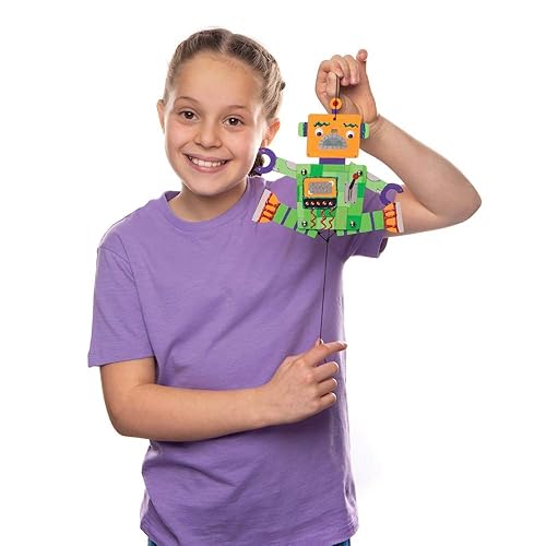 Baker Ross AW648 Robot Wooden Puppets Pack of 4, Story Telling