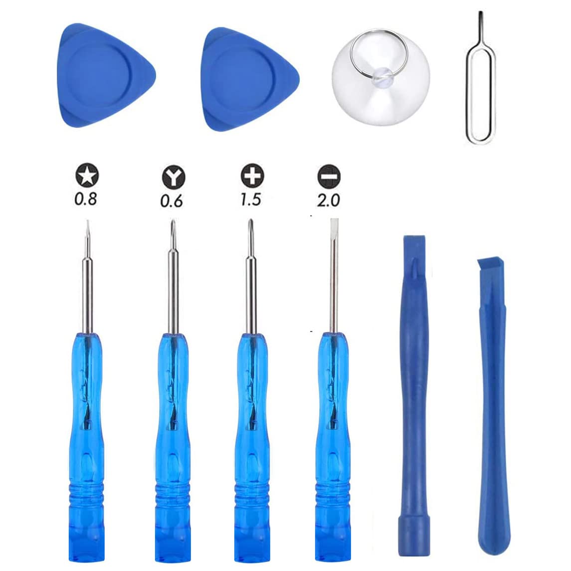 Repair Kit with 10pcs Opening Pry Tool,P2 Pentalobe + Cross+Slotted + Tri-Point Y000 Screwdriver Set Compatible with iPhone 11 Pro X XS XR 8 Plus 7 6S 6 SE 5S Apple Watch