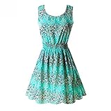 ROPALIA Women's Floral Chiffon Sleeveless Sundress Summer Tank Mini Dress Small