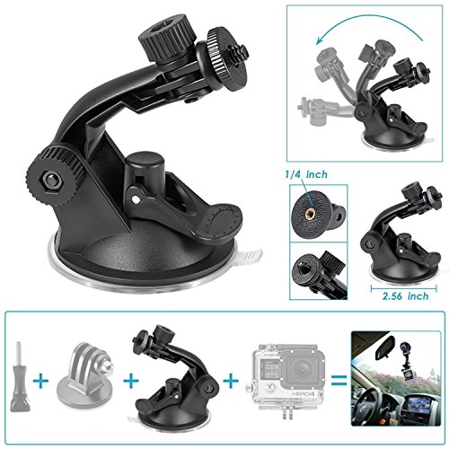 VVHOOY Float Handle Grip with Adjustable Selfie Stick Monopod and Car Suction Mount Holder for AKASO Brave 4/V50 Native 4K/Crosstour/BUIEJDOG Waterproof Action Camera Mounting Bundle Accessories