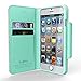iPhone 6S Plus Case, Cellto PU Leather Wallet Cover Stand and Reversible Magnetic Flap [Lifetime Warranty] Flip Cover for iPhone 6 Plus (2014) / 6S Plus (2015) - Baby Pink/Mint