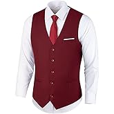 Bakerbear Mens Suit Vests V-Neck Casual Vest Dress for Men Formal Tuxedo Wedding Vests Men's Waistcoat
