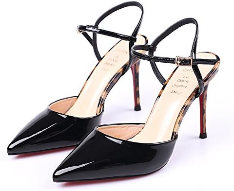 KPHY In Summer Lacquer Skin Fine Heel Night Shoe Coloring Buckled Pointed Hollow 10Cm High Heel Shoes.