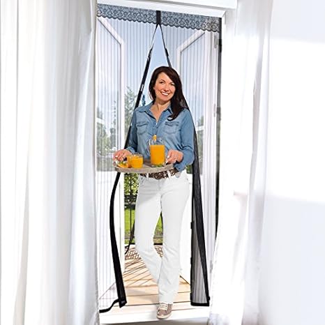 Moskitonetz für Türen (90 x 210 cm) Fliegengitter für Fenster (150 x 130 cm) „Magic Click“ (Version 2019) Selbstklebender Tür