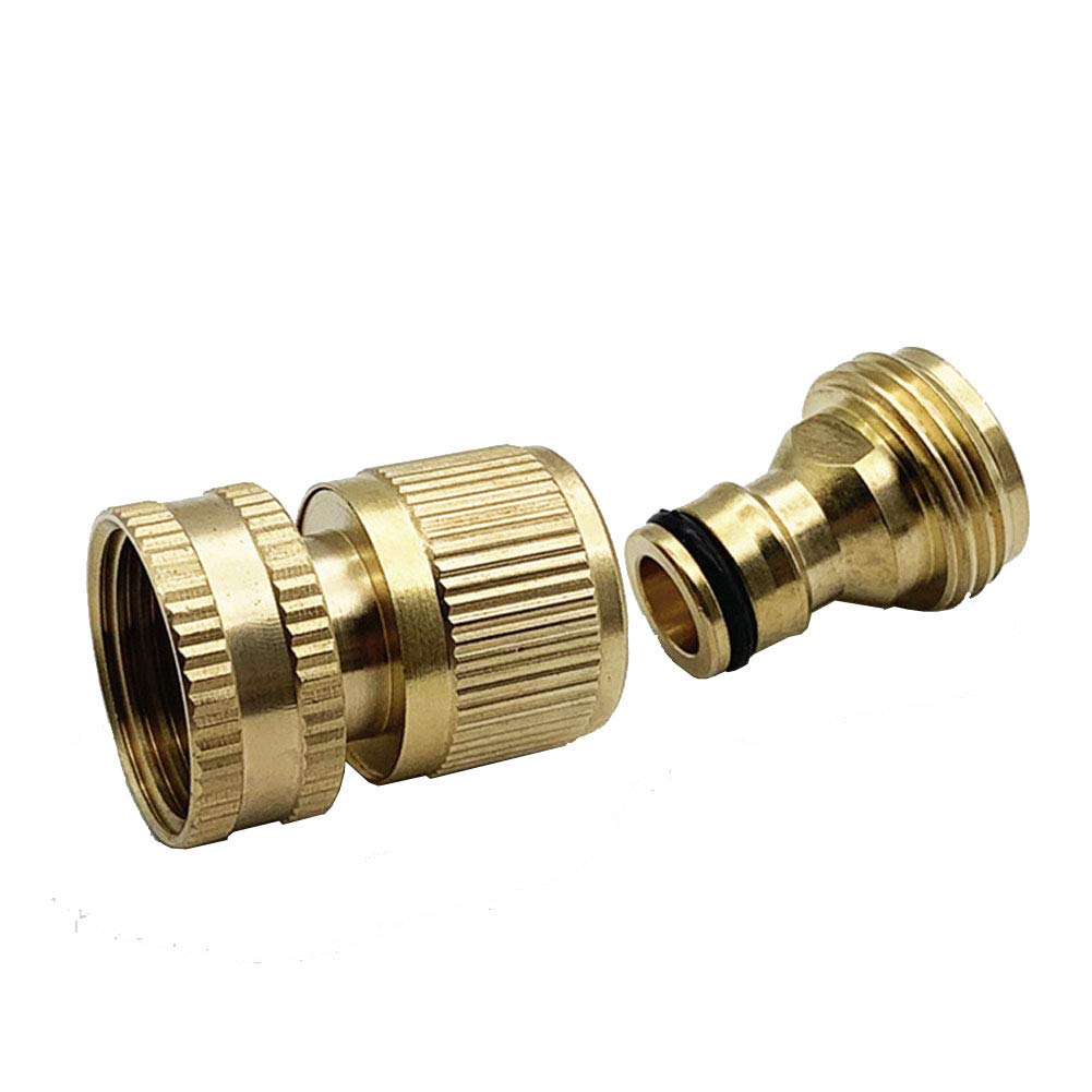 Brass Garden Hose Connector Kit, 3/4 inch Female Thread Tap Connector and Male Quick Connector Adapter