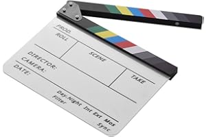 Dry Erase Acrylic Director Clapboard Movie TV Scene Clapper Board Slate with Marker Pen Color Stick Professional Video Film M