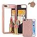 iPhone 7 Plus Case,iPhone 8 Plus Case, [3D Mirror Series] Cards Holder Kickstand Wallet Style Flip Back Cover Protective Case with Free Screen Protector for iPhone 7/8 Plus 5.5 Inch(Rose Gold)