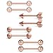 Ruifan 14G 9/16Inch Shiny Ball & Matte Ball & Arrow & Clealr CZ Jeweled Nipple Tongue Shield Ring Barbell Body Piercing Jewelry Retainer 4prs(8pcs) - Rose Gold