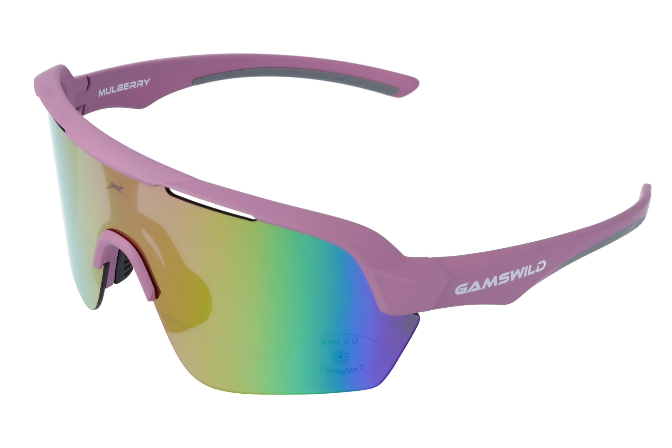 Gamswild WS7138 Cycling Glasses Berry - Sunglasses - Fast Road Cycling Glasses - Shatterproof Polycarbonate Lenses with 100% UV400 Protection - 32g